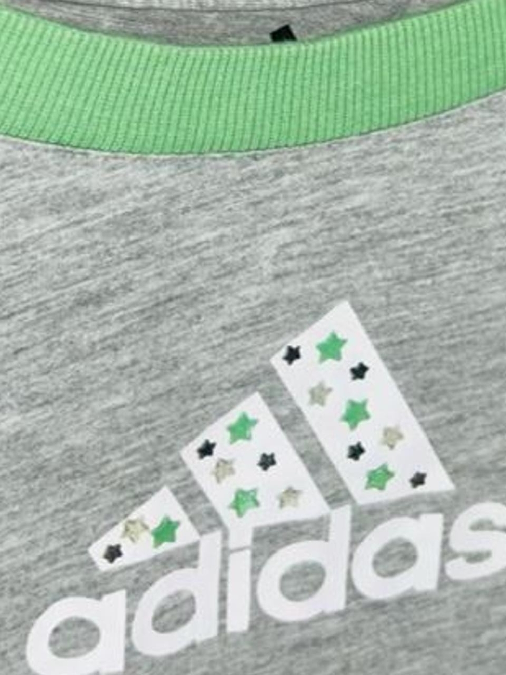 adidas Star Design Grey & Green Logo Tee